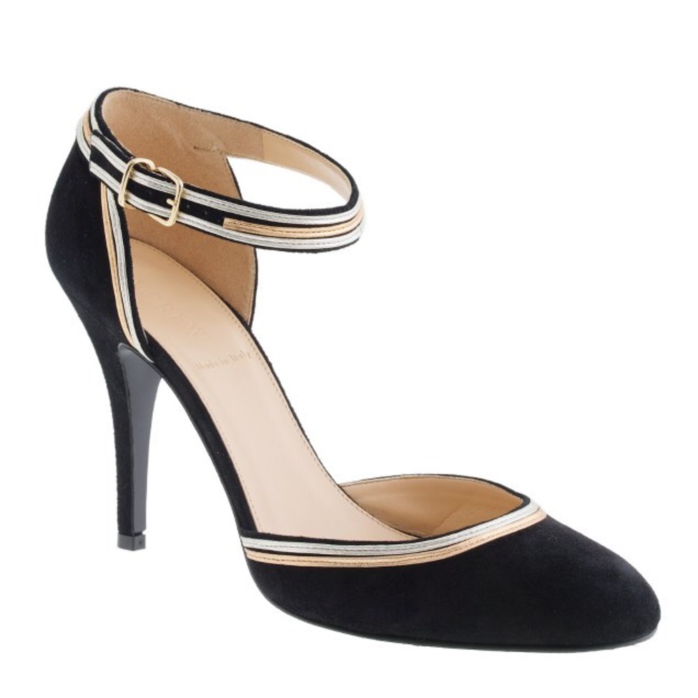 New J Crew Ava metallic-trim pumps